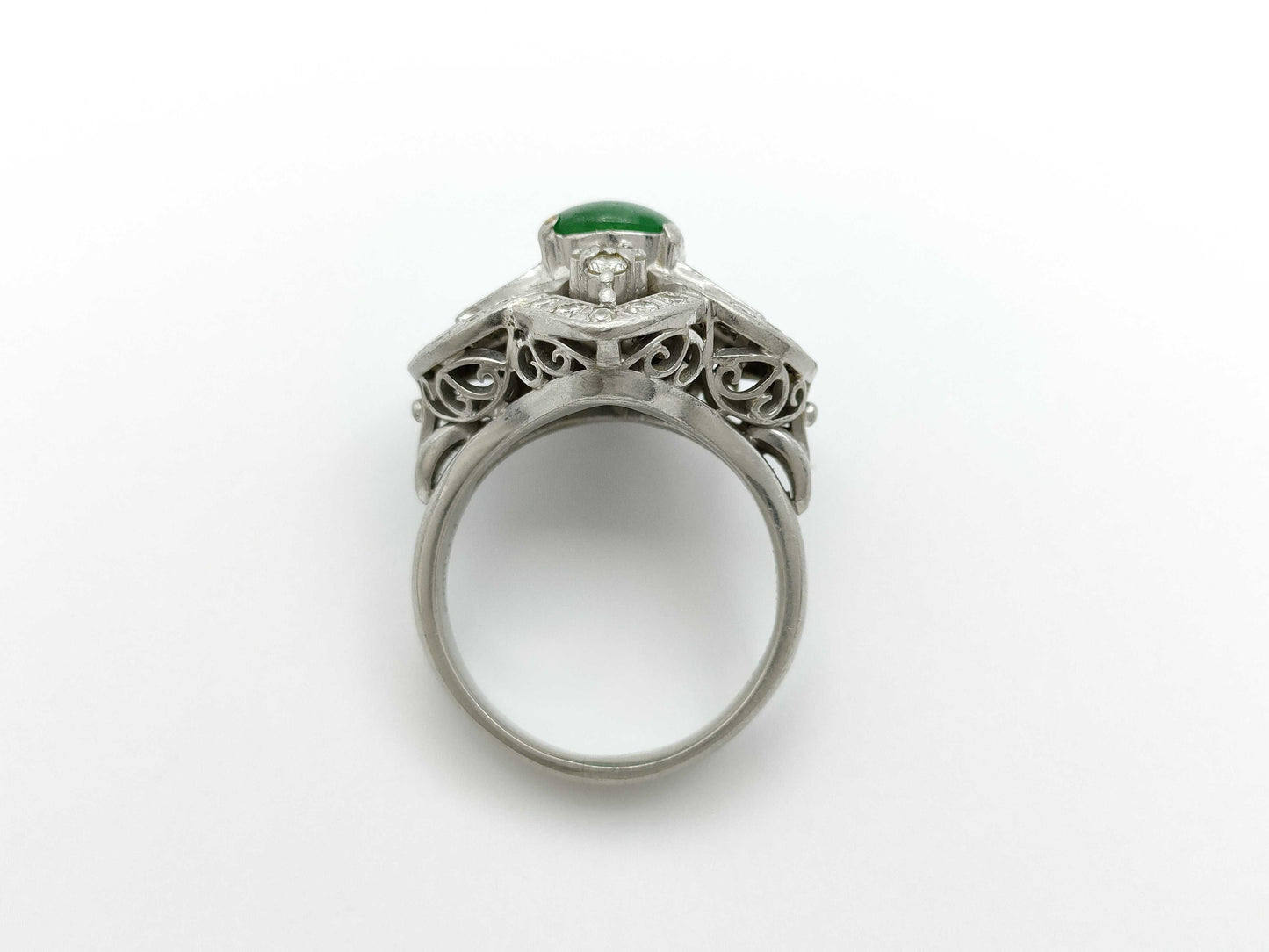Jadeite 2.11ct D0.96ct Pt900 17.5g Ring 