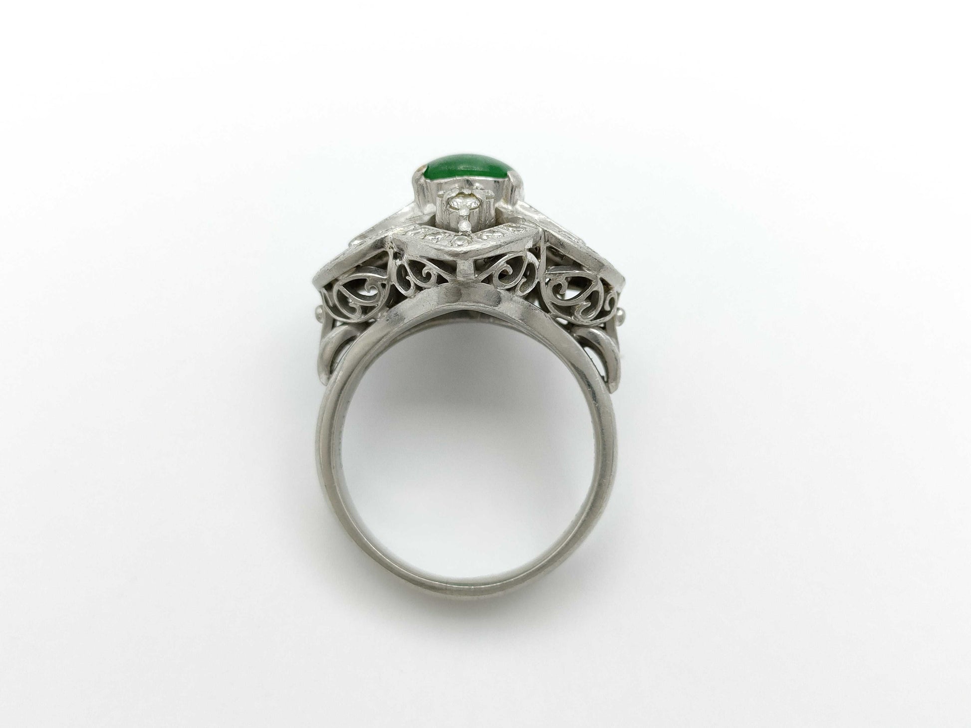Jadeite 2.11ct D0.96ct Pt900 17.5g Ring 