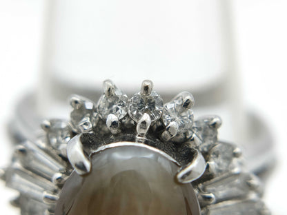 Chrysoberyl Cat's Eye 2.47ct D0.45ct Pt900 5.4g Ring 