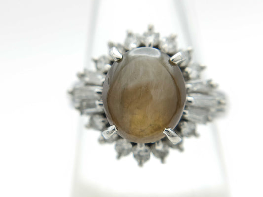 Chrysoberyl Cat's Eye 2.47ct D0.45ct Pt900 5.4g Ring 