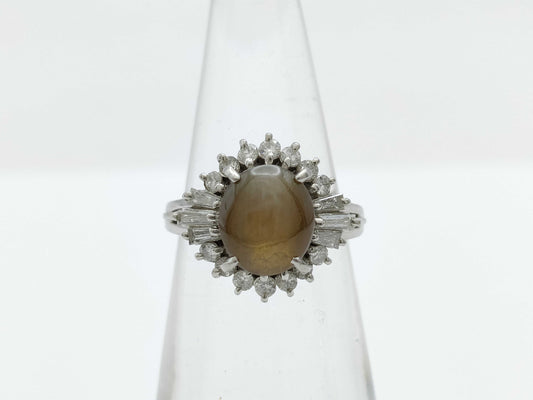 Chrysoberyl Cat's Eye 2.47ct D0.45ct Pt900 5.4g Ring 