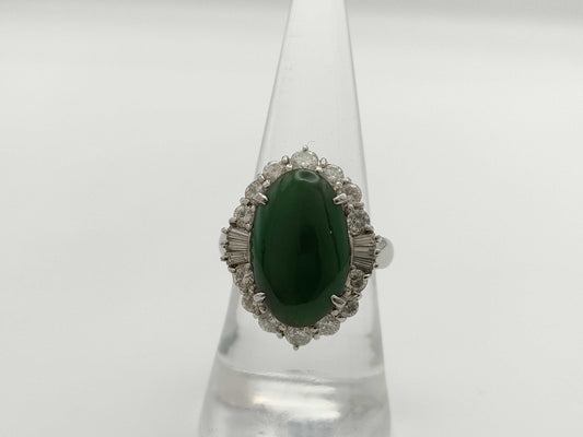 Jade D0.16/0.99ct Pt900 14.4g Ring 