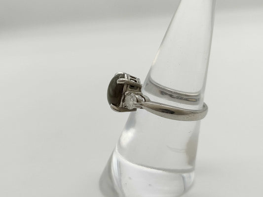 Cat's Eye Stone 3.76ct D0.43ct Pt900 6.0g Ring 