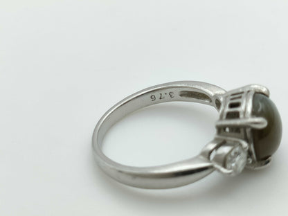 Cat's Eye Stone 3.76ct D0.43ct Pt900 6.0g Ring 