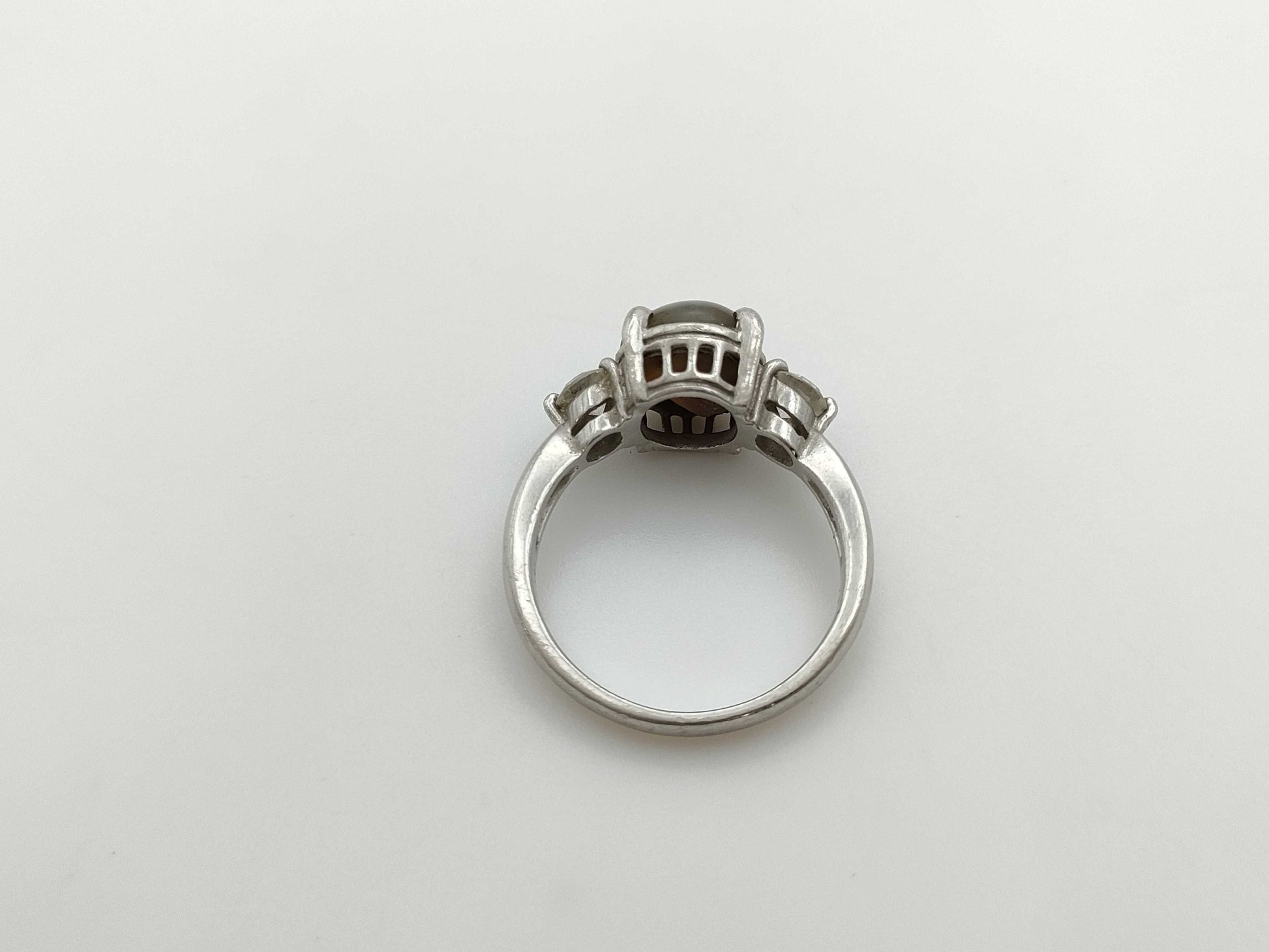 Cat's Eye Stone 3.76ct D0.43ct Pt900 6.0g Ring 