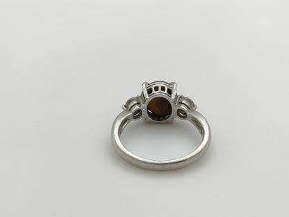 Cat's Eye Stone 3.76ct D0.43ct Pt900 6.0g Ring 