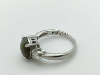 Cat's Eye Stone 3.76ct D0.43ct Pt900 6.0g Ring 