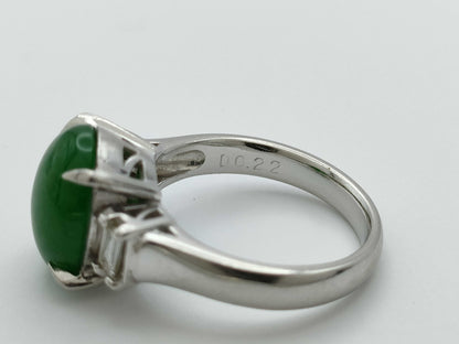 Jade 4.07ct D0.22ct Pt900 8.3g Ring 