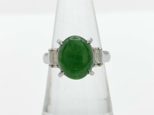 Jade 4.07ct D0.22ct Pt900 8.3g Ring 