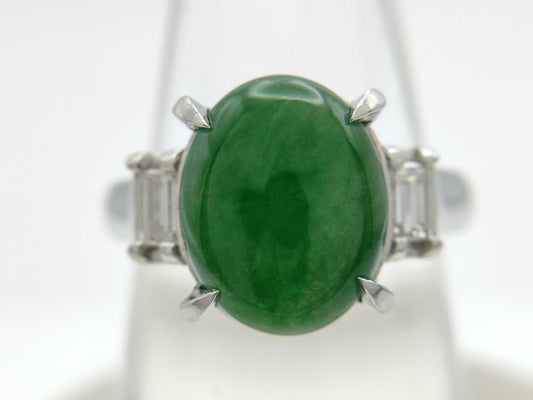 Jade 4.07ct D0.22ct Pt900 8.3g Ring 