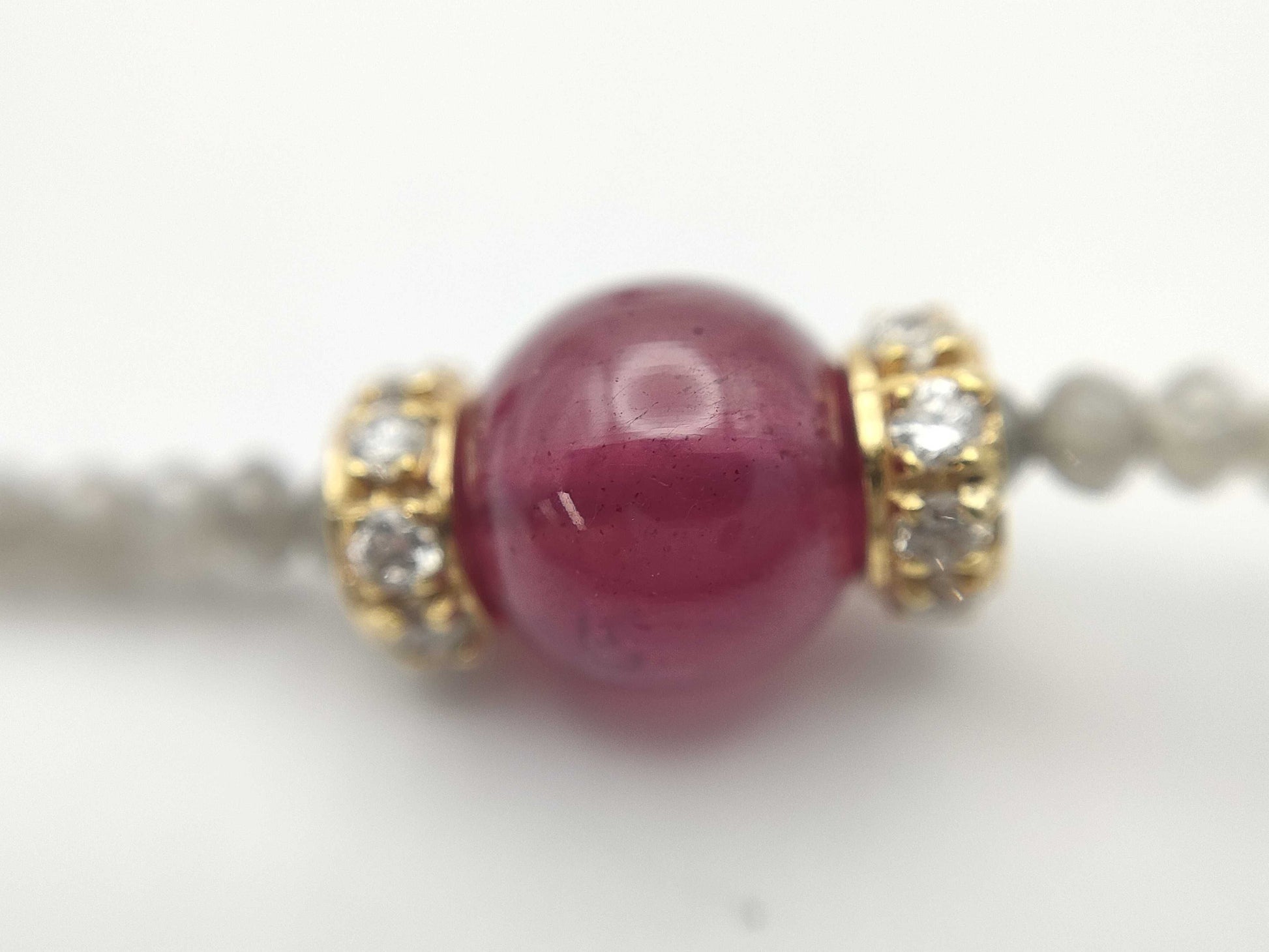 Colored Stone Ruby and Diamond K18WG 7.4g Necklace 
