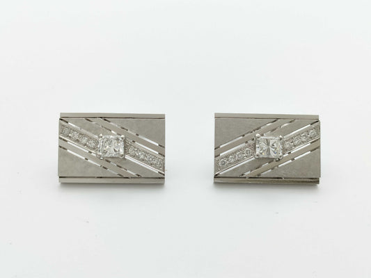 D0.509ct FD0.11ct / D0.518ct FD0.11ct PT900 19.3g Tie pin/Cufflinks 