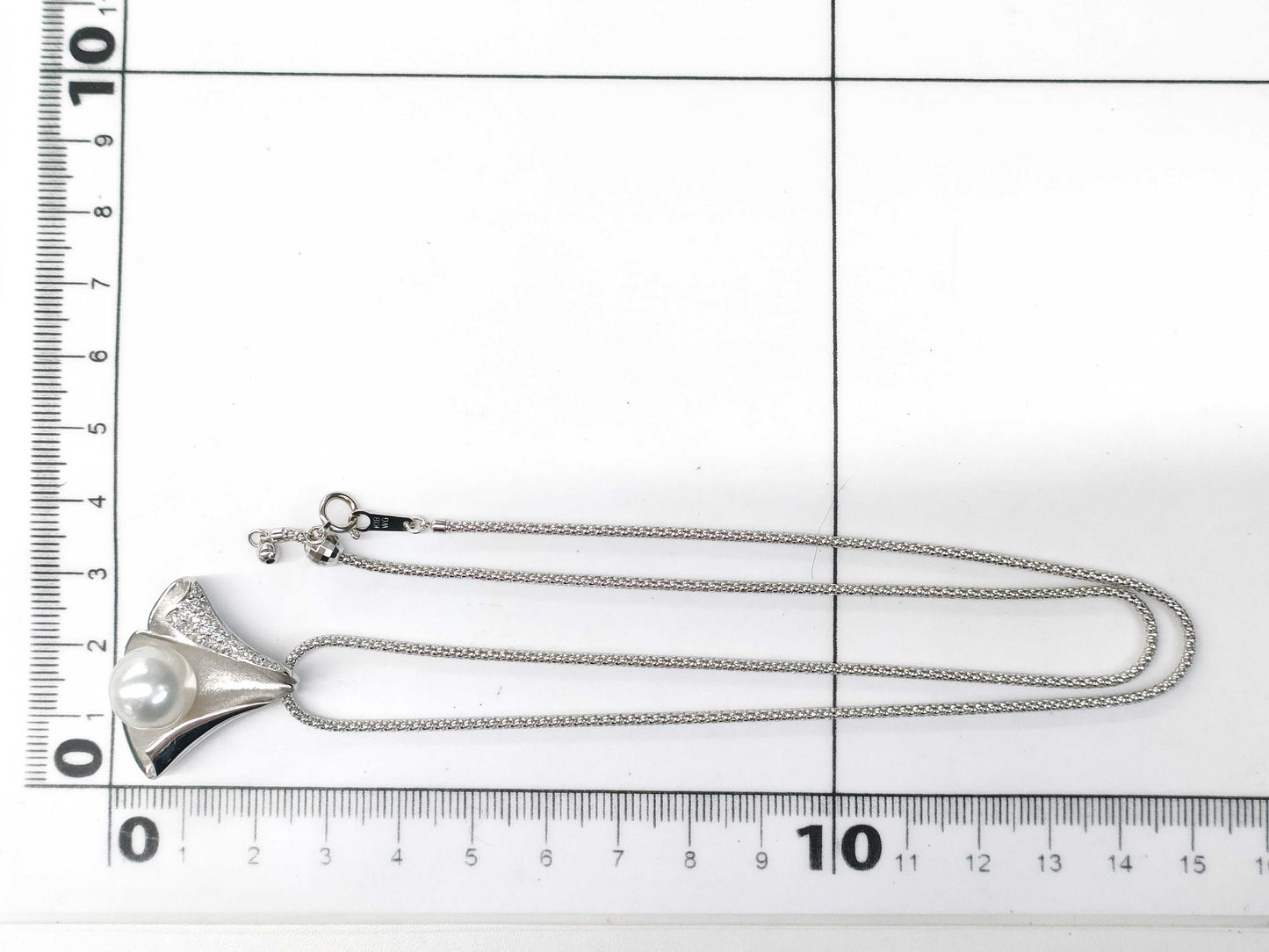 Pearl diameter: approx. 11.1mm, D0.20ct, 18K White Gold, 13.7g, Necklace 