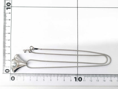 Pearl diameter: approx. 11.1mm, D0.20ct, 18K White Gold, 13.7g, Necklace 