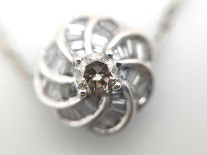 Diamond K18WG/PT1000 4.0g Necklace 