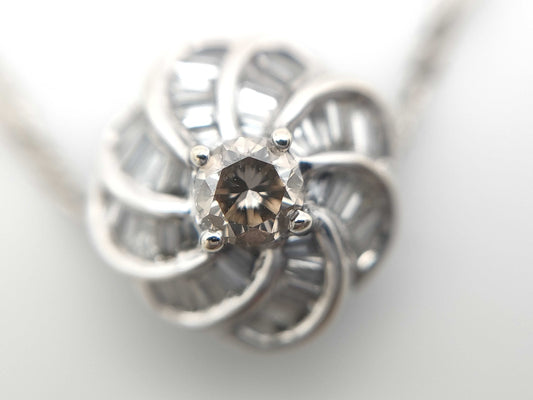 Diamond K18WG/PT1000 4.0g Necklace 