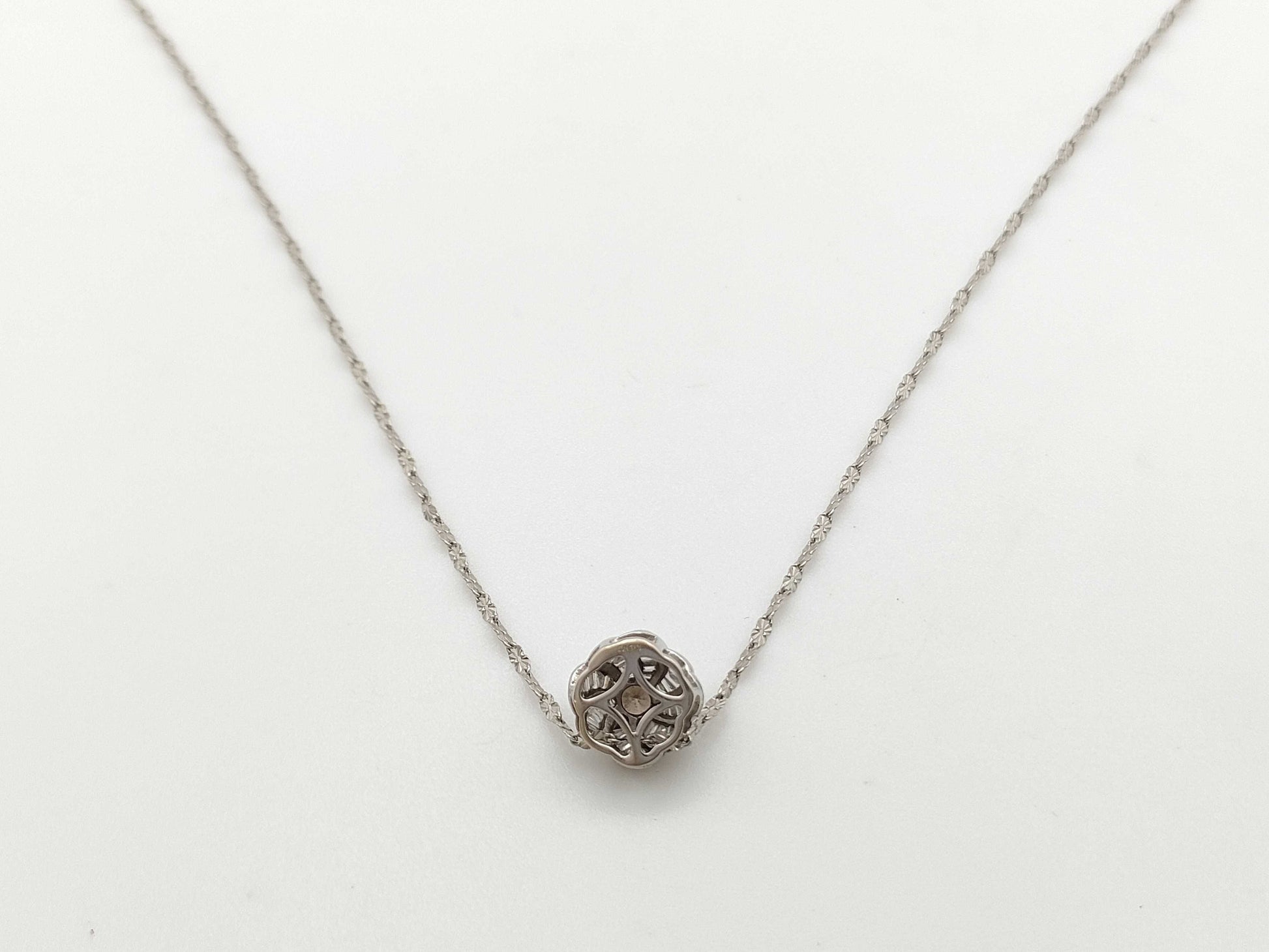 Diamond K18WG/PT1000 4.0g Necklace 