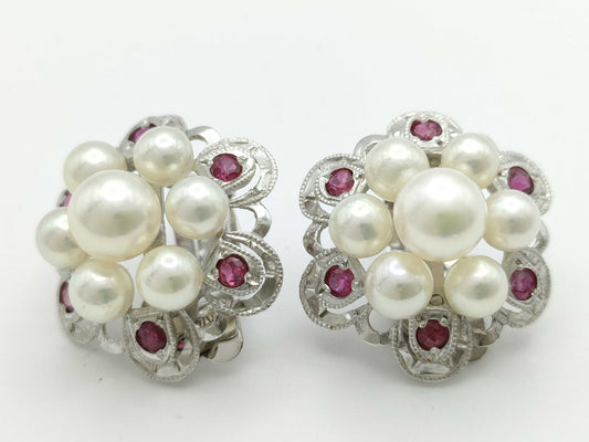 Colored Pearl Earrings, Diameter: Approx. 4.5-6.3mm, 11K Gold, 7.7g 