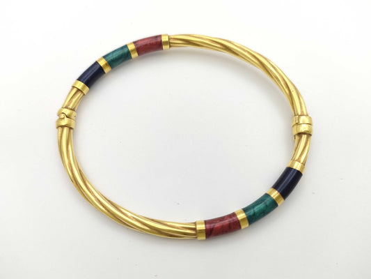 UNOAERRE Colored Stone Bracelet/Bangle, YG 750, 8.2g 