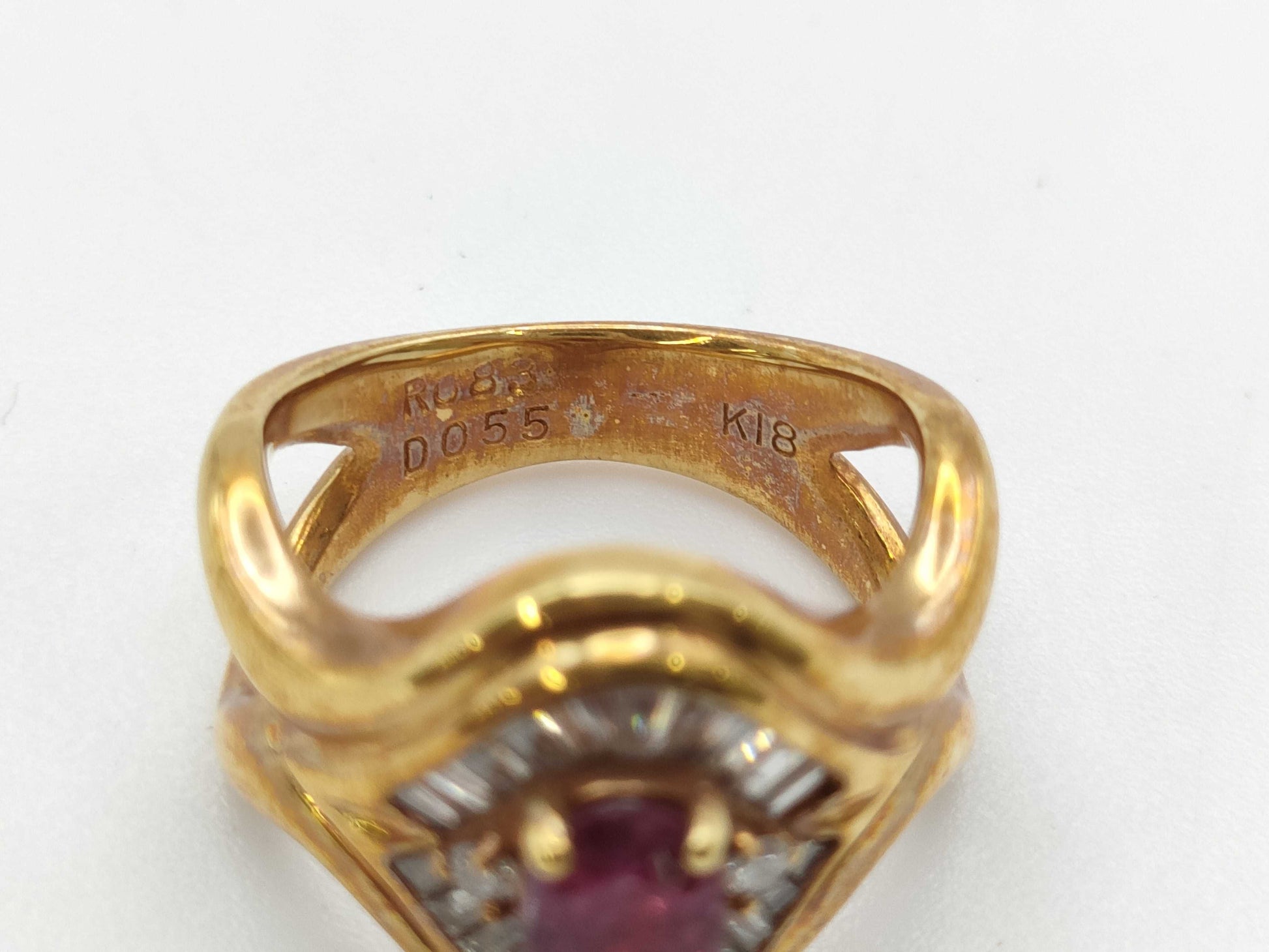 R0.83ct D0.55ct K18 9.9g Ring 