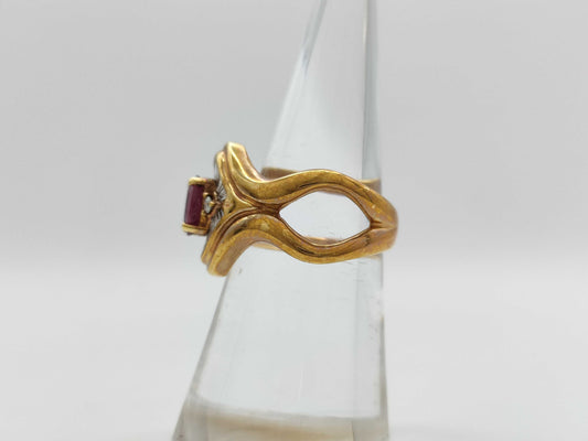 R0.83ct D0.55ct K18 9.9g Ring 