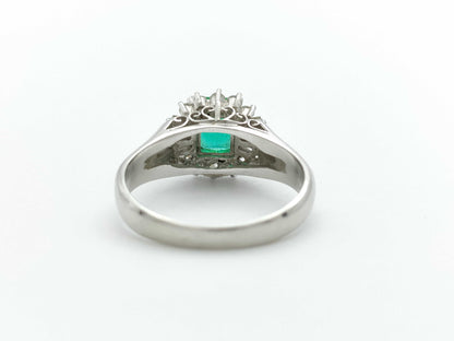 E0.64ct D0.29ct Pt900 4.3g Ring 