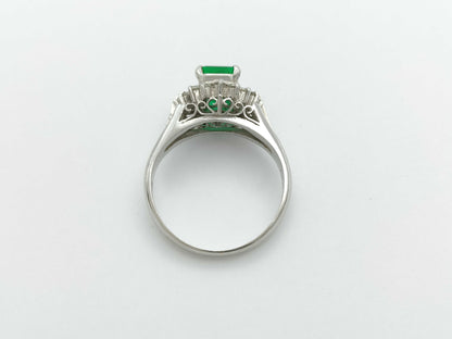 E0.64ct D0.29ct Pt900 4.3g Ring 