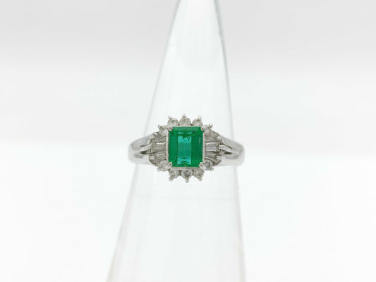 E0.64ct D0.29ct Pt900 4.3g Ring 