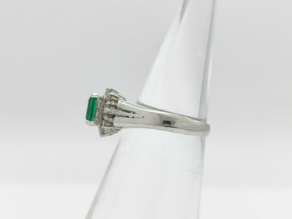 E0.64ct D0.29ct Pt900 4.3g Ring 