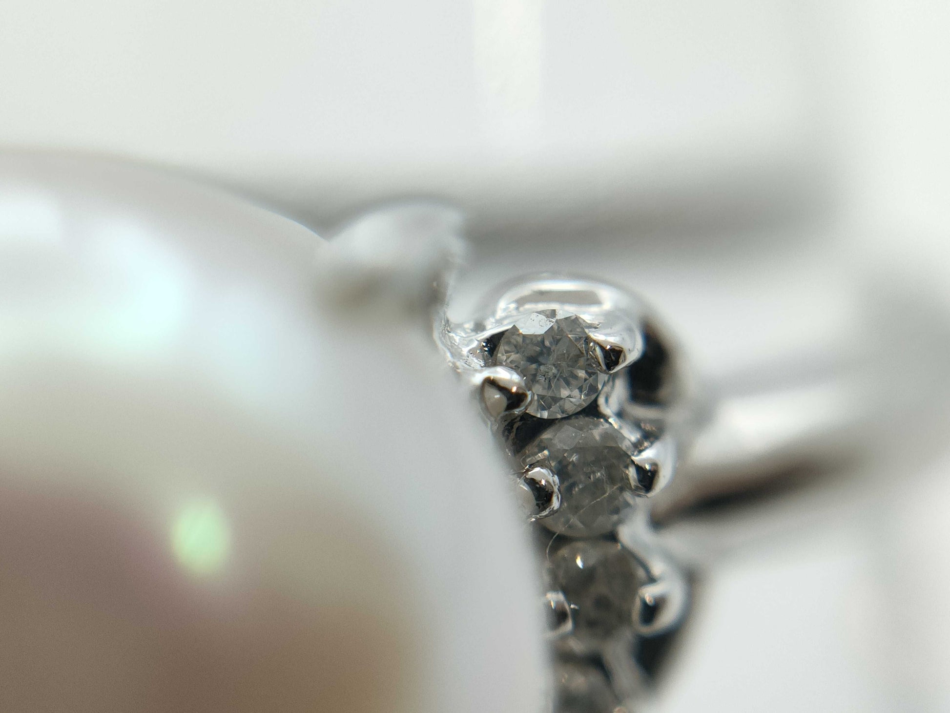 Pearl Ring 9.7mm Diameter, 0.07ct, 14K White Gold, 3.1g