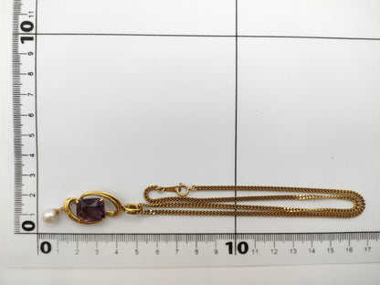 Pearl Necklace, Diameter: Approx. 6.8mm, Colored Stone: 5.74ct, 18K Gold, 17.4g 
