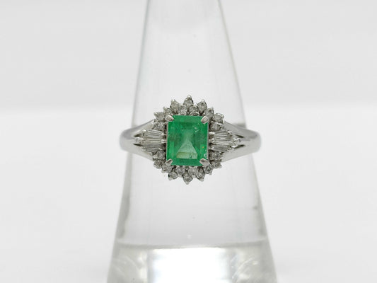 E0.83ct D0.27ct Pt900 5.4g Ring 