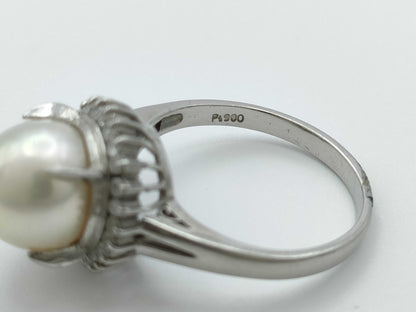 Pearl, Diameter: Approx. 9.0mm, D0.26ct, Pt900, 6.7g, Ring 