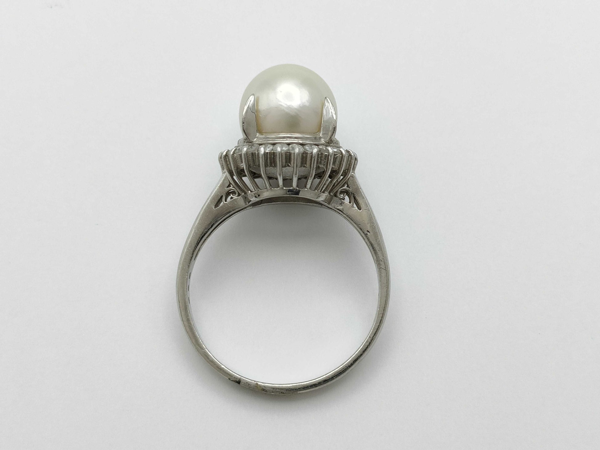Pearl, Diameter: Approx. 9.0mm, D0.26ct, Pt900, 6.7g, Ring 