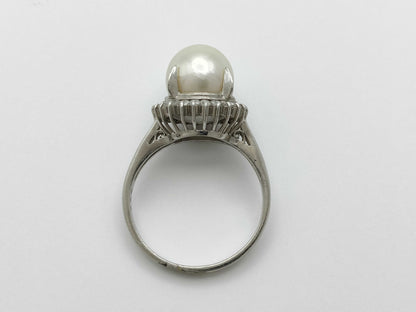 Pearl, Diameter: Approx. 9.0mm, D0.26ct, Pt900, 6.7g, Ring 