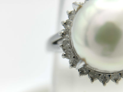 Pearl, Diameter: Approx. 9.0mm, D0.26ct, Pt900, 6.7g, Ring 