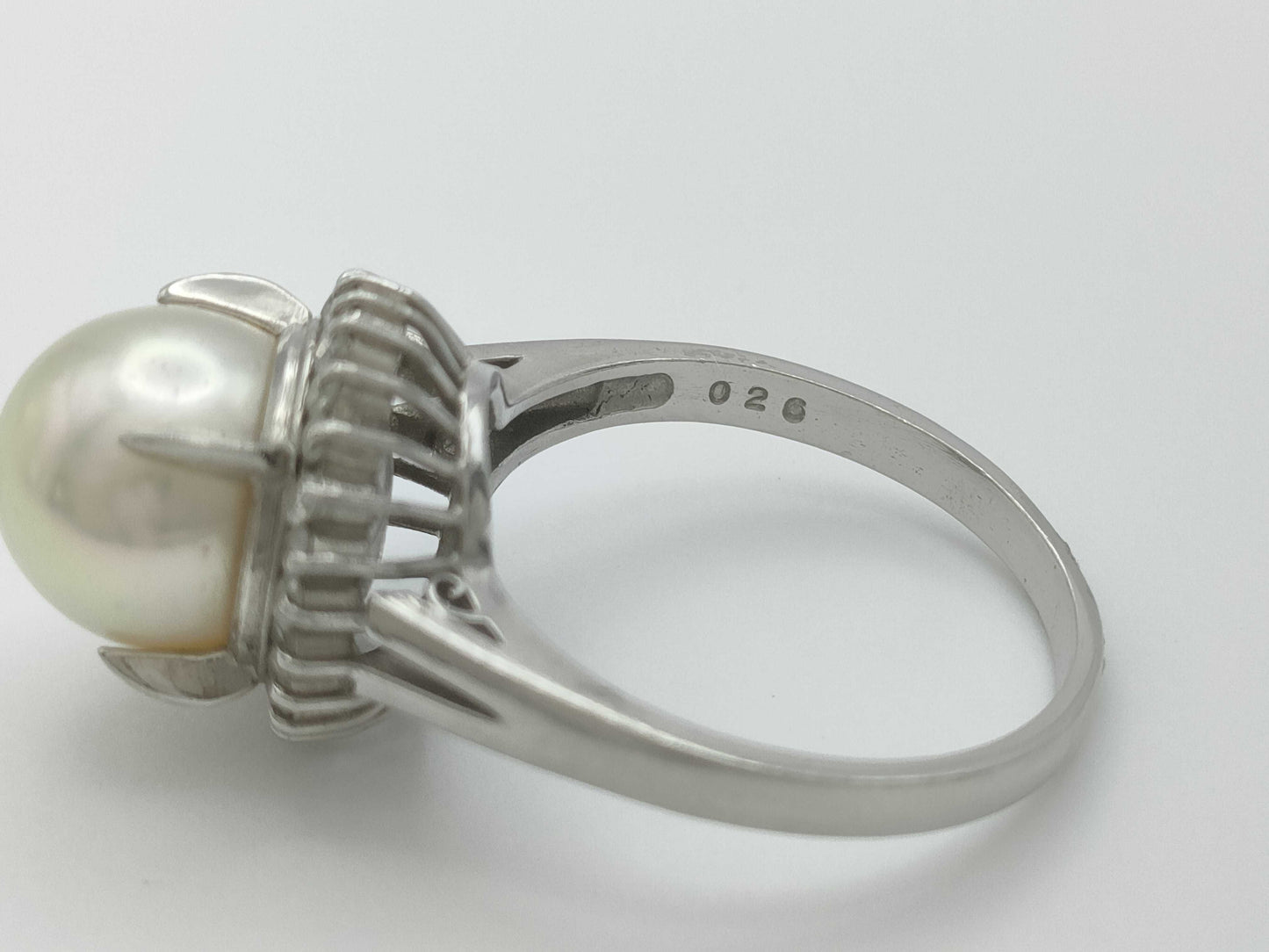 Pearl, Diameter: Approx. 9.0mm, D0.26ct, Pt900, 6.7g, Ring 