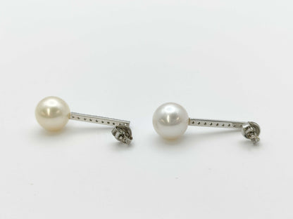 Pearl diameter: Approx. 10.0mm/10.1mm, D0.10ct/0.10ct, 18K White Gold, 4.8g, Earrings 