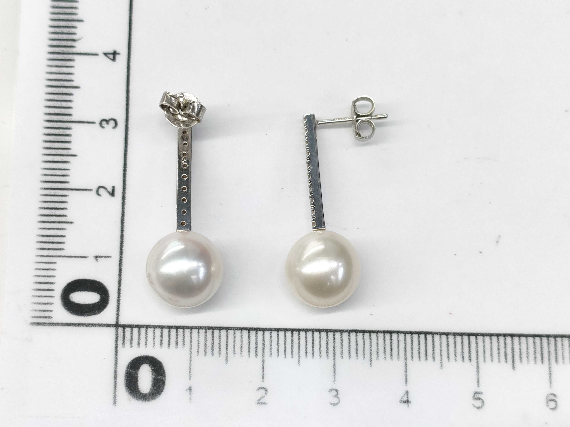 Pearl diameter: Approx. 10.0mm/10.1mm, D0.10ct/0.10ct, 18K White Gold, 4.8g, Earrings 