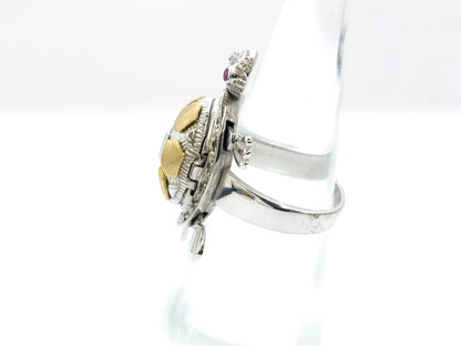 R0.02ct D0.18ct K18WG 10.6g Ring 