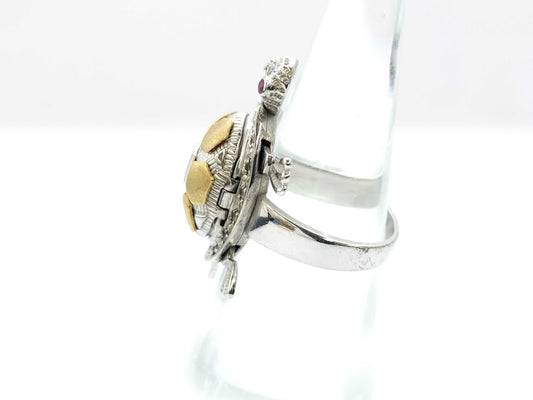 R0.02ct D0.18ct K18WG 10.6g Ring 
