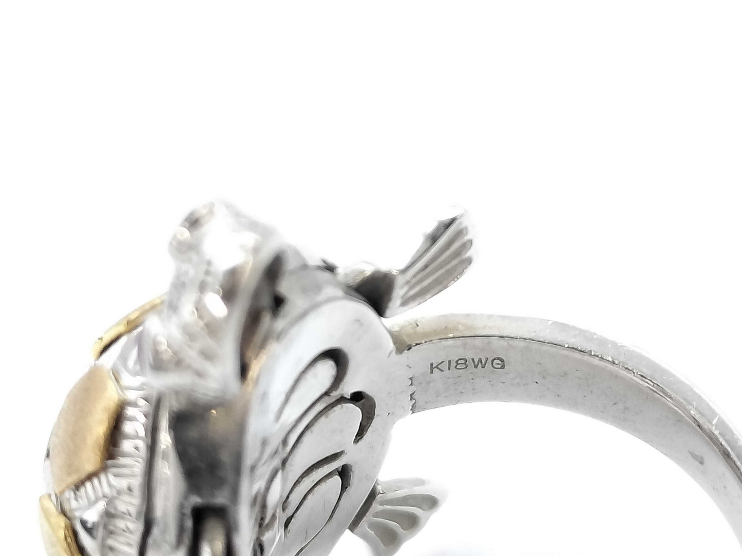 R0.02ct D0.18ct K18WG 10.6g Ring 