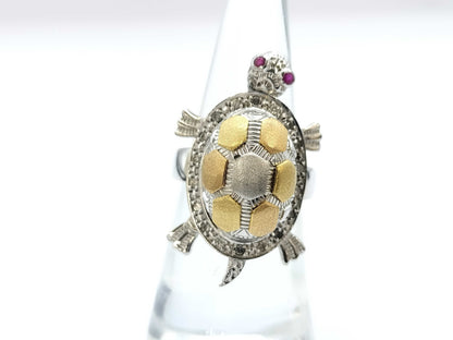 R0.02ct D0.18ct K18WG 10.6g Ring 