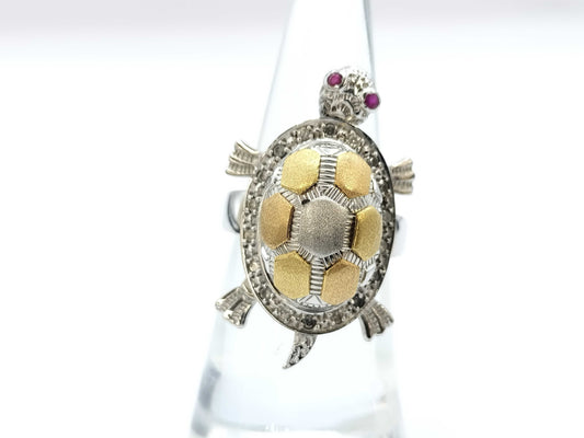 R0.02ct D0.18ct K18WG 10.6g Ring 