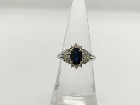 Sapphire and Diamond Pt900 6.3g Ring 