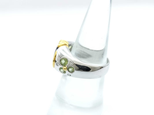Amethyst Ring, 0.08ct, PT900/K18, 13.5g 