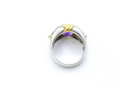 Amethyst Ring, 0.08ct, PT900/K18, 13.5g 