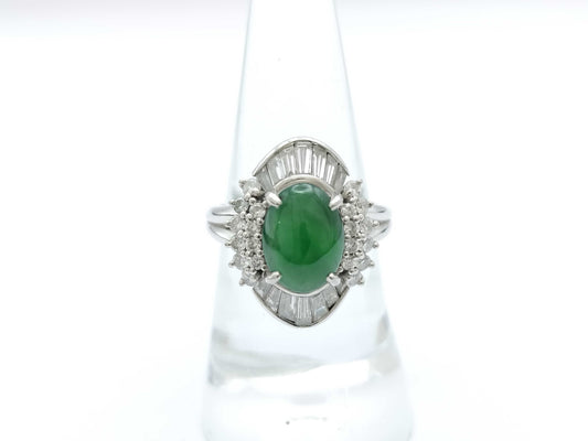 Jadeite 2.66ct D1.32ct PT900 10.8g Ring 