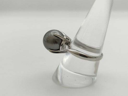 Pearl, Diameter: Approx. 12.1mm, D0.115ct, Pt900, 9.3g, Ring 