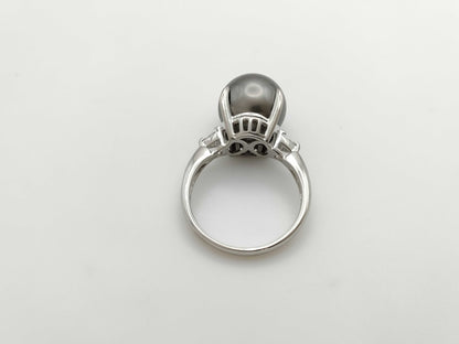 Pearl, Diameter: Approx. 12.1mm, D0.115ct, Pt900, 9.3g, Ring 